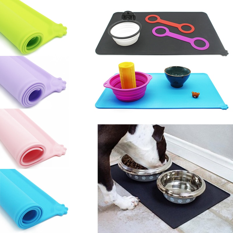 Tapis pour bol à boire en Silicone pour chien et chat, imperméable, pour animaux de compagnie, tapis d&#39;alimentation pour chien, napperon Portable, alimentation en plein air