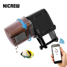Nicrew alimentador automático de pesca alimentação de peixes wi fi controle remoto inteligente alimentador automático para aquário tanque de peixes alimentador de alimentos