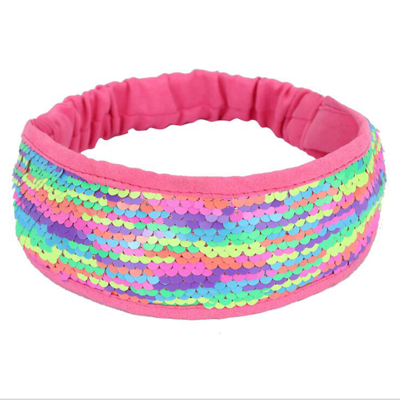 Lentejuelas sirena brillo lentejuelas deporte diademas para chicas antideslizante brillante pelo Hairband accesorios de estilo