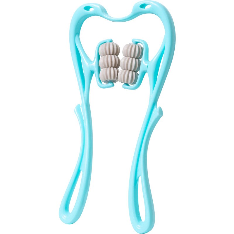 Neck Massager Therapy Neck and Shoulder Dual Trigger Point Roller Self-Massage Tool Relieve Hand Pressure Deep Massage: 6 Rollers-Blue