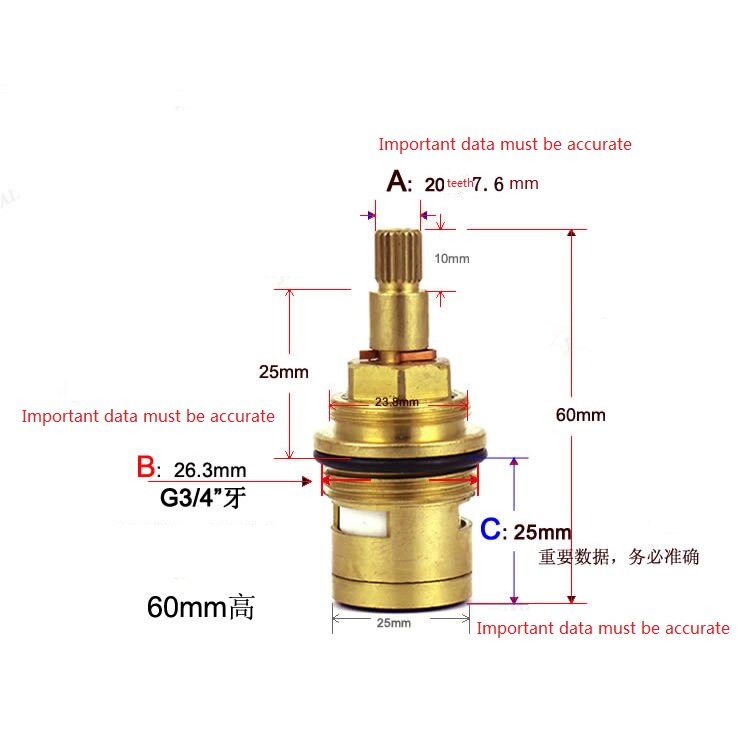 PPR concealed valve spool In-wall pipe valve fittings brass quick open cartridge: A style as picture