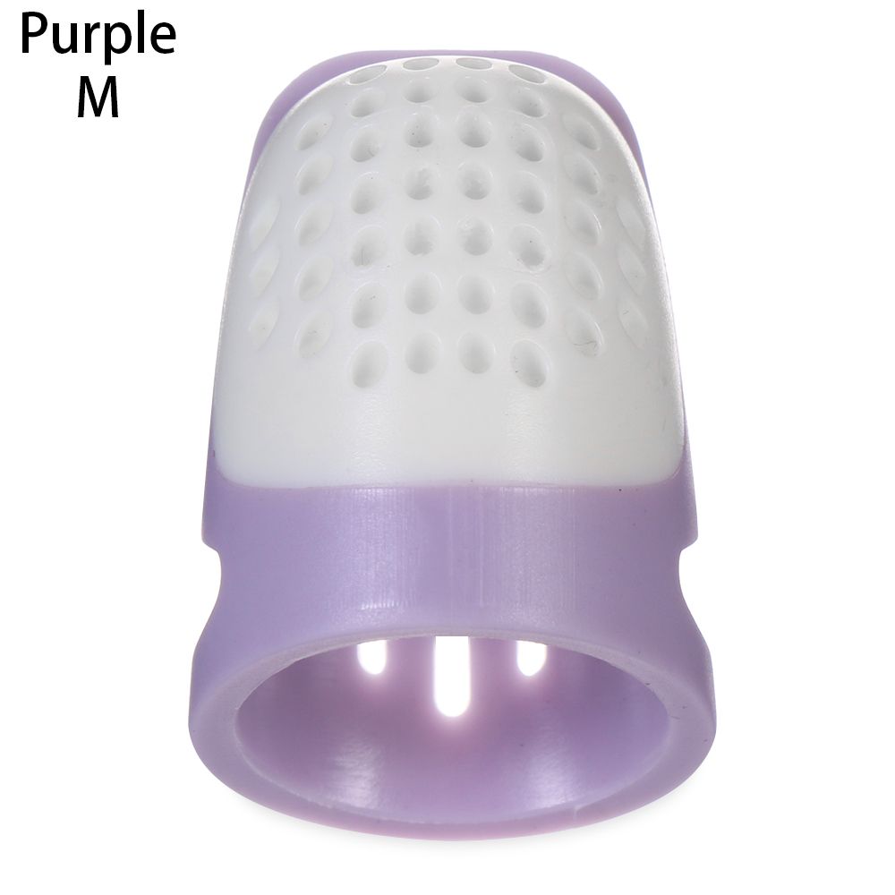 Dedal multifuncional semiabierto para dedos, dedal de silicona transpirable, protector, accesorios de costura para manualidades, 1 ud.: purple-M