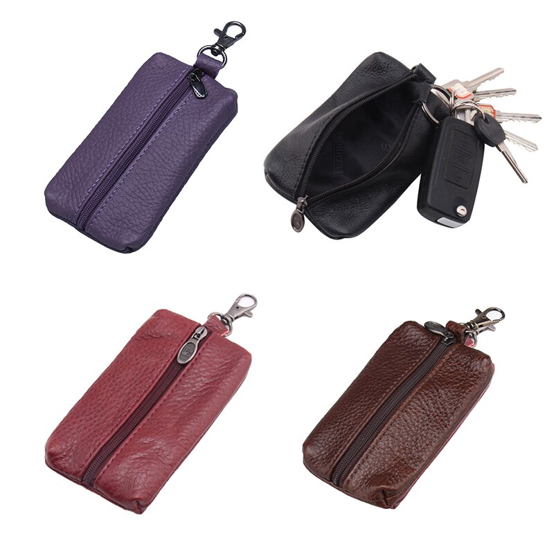 Funda suave para llaves de coche, Funda de cuero inteligente carteras con llavero, fundas para ama de llaves, bolsa con cremallera, funda para llavero, organizador de llaves, bolsas para tarjetas, 1 ud.