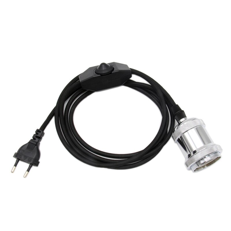 220 V AC cordon d'alimentation EU prise variateur interrupteur avec E27 rétro support de lampe ampoule vis prise 2 m cordon: 5