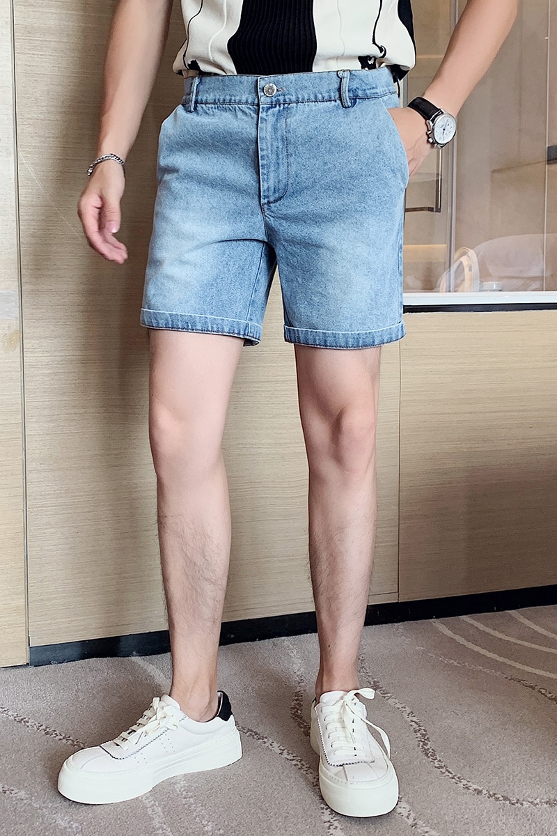 Sommer jeans shorts til mænd koreanske slim fit casual denim shorts mænd streetwear shorts homme all match 3xl