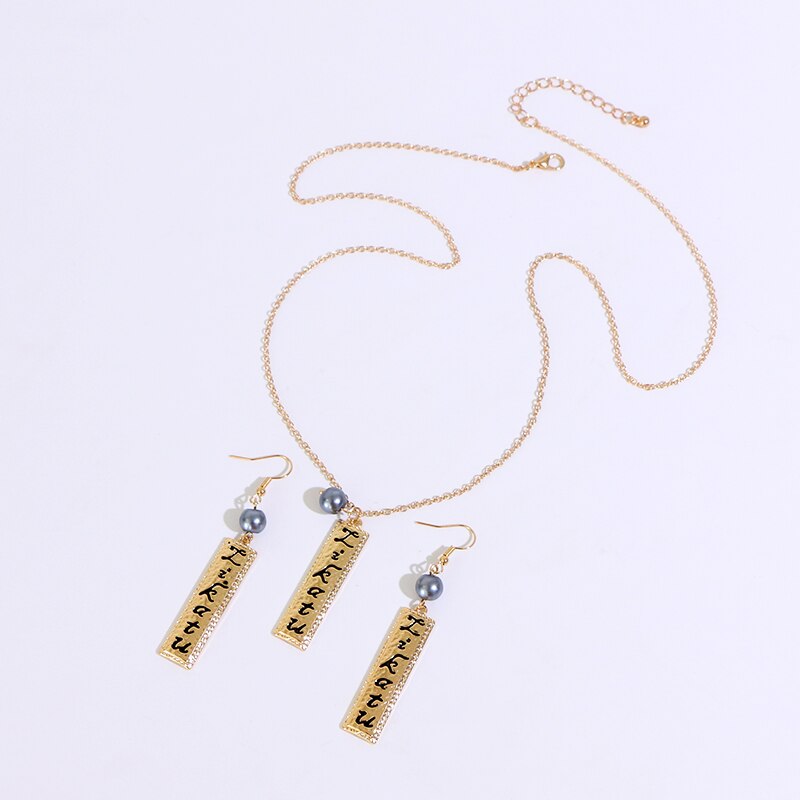 Say Hello Hawaii, collar con palabras estilo japonés de Polinesia, juego de pendientes para mujeres, femenino, conjunto de joyas Riman Alakai K6099