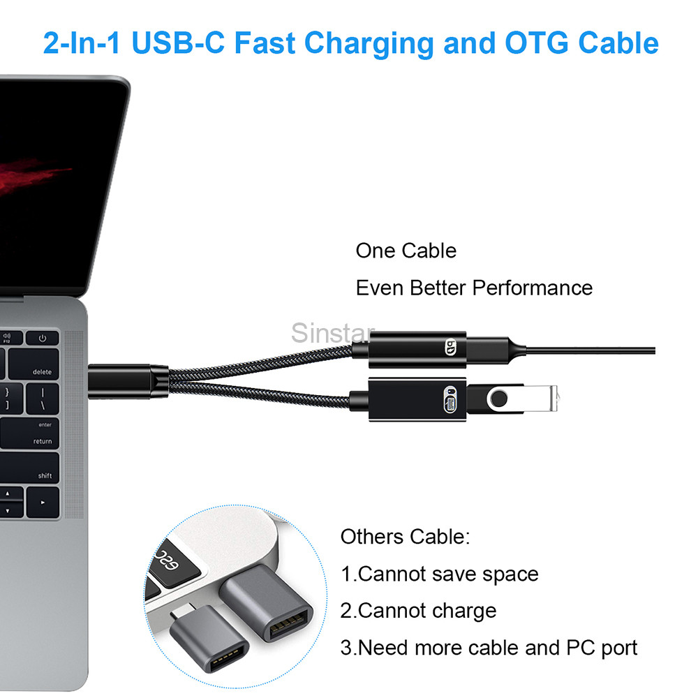 OTG 2 w1 USB C rozdzielacz kabel danych i ładowania dla Google TV dla chromecasta dla Samsung typ C męnarty na USB C OTG adaptery telefoniczne