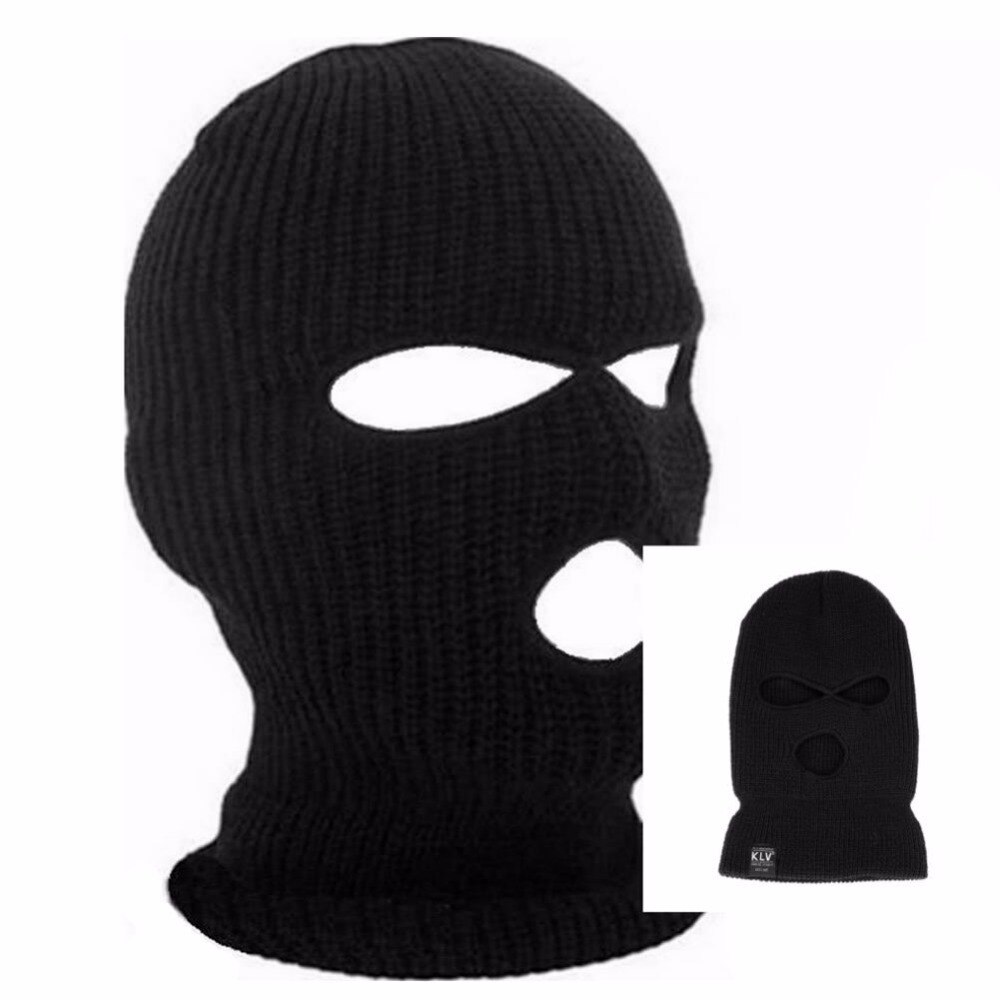 3 -reikäinen hiihtomaski balaclava musta neulottu hattu kasvonsuoja pipolakki lumi talvi lämmin
