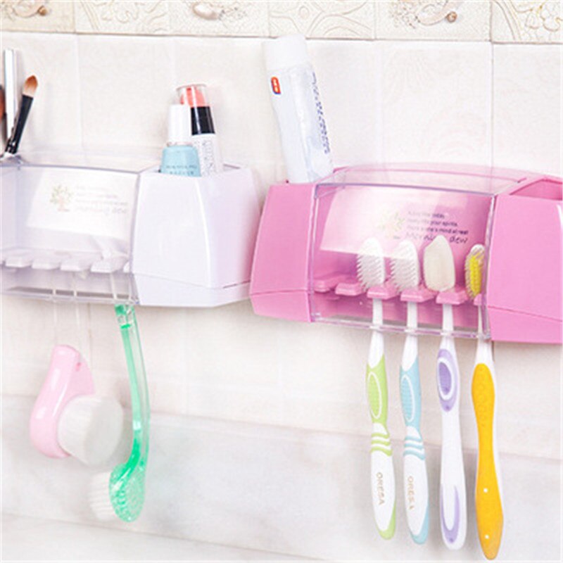 1pc Suction Hooks Toothbrush Holder Toothpaste Holder Bathroom Sets Tooth Brush Cup Container Bathroom Shelves Bath Accessories