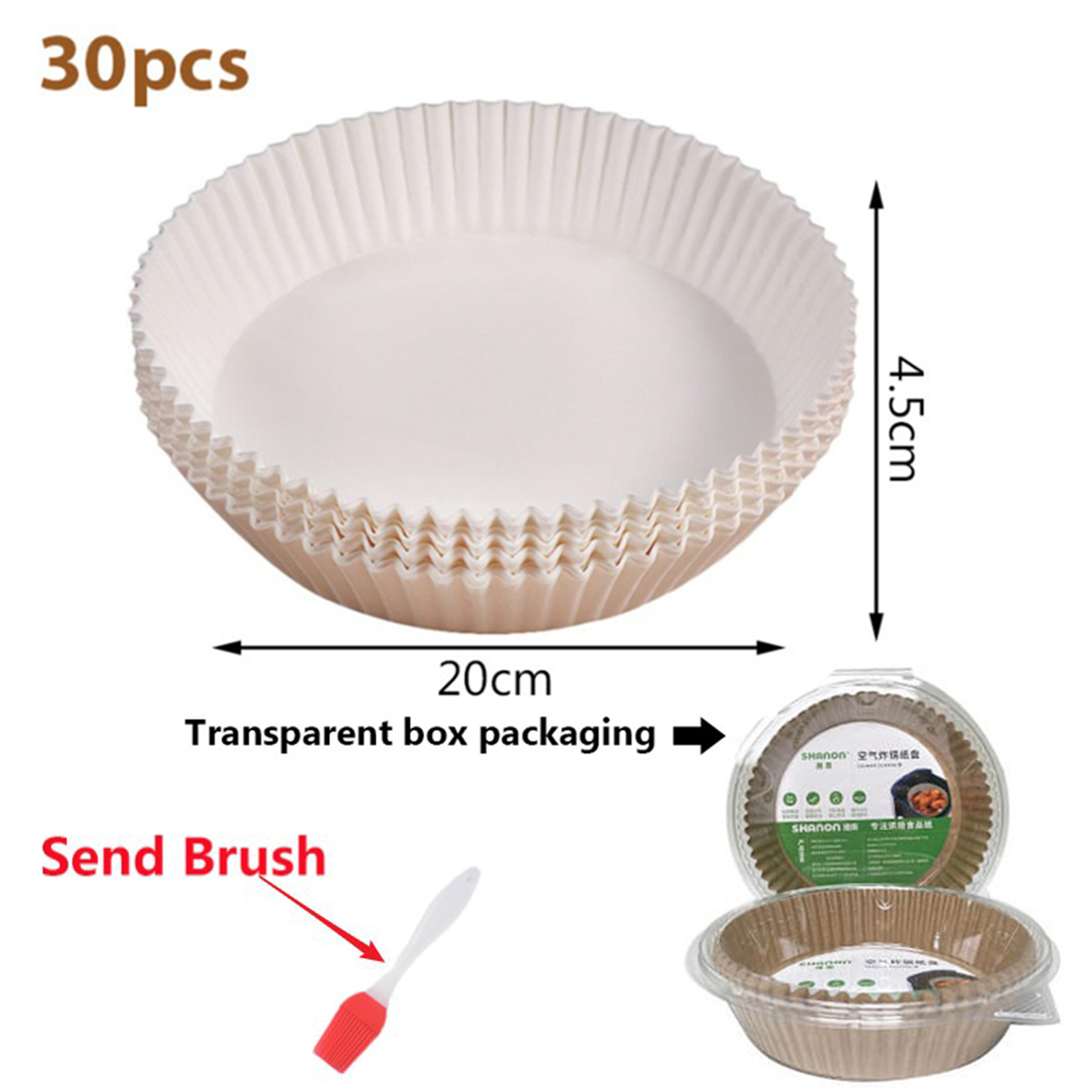 50 stk airfryer engangspapirforing non-stick måtte dampkoger rund papir bagemåtter køkken airfryer bagetilbehør: 30 stk hvid -20cm