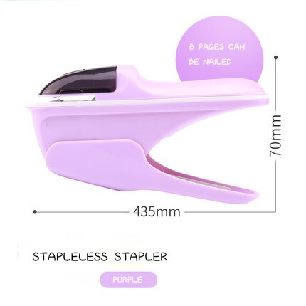 Stapler Needle-Less Stapler Hand-Held Mini Office Supplies For Students Safe And: Purple