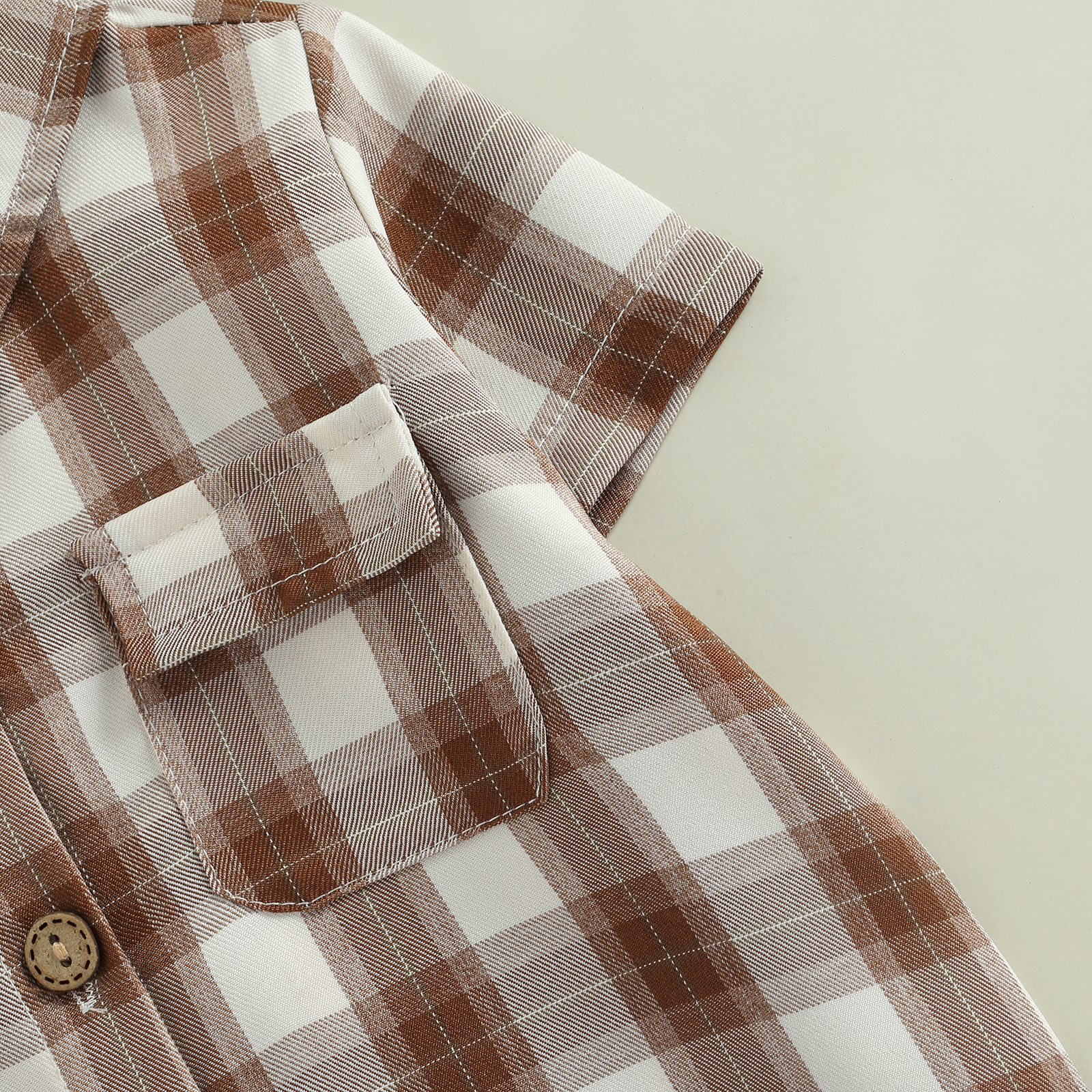 1-5Years Boys Short Sleeve Shirts Toddler Kid Lapel Buttons Contrast Color Plaid Shirts Tops