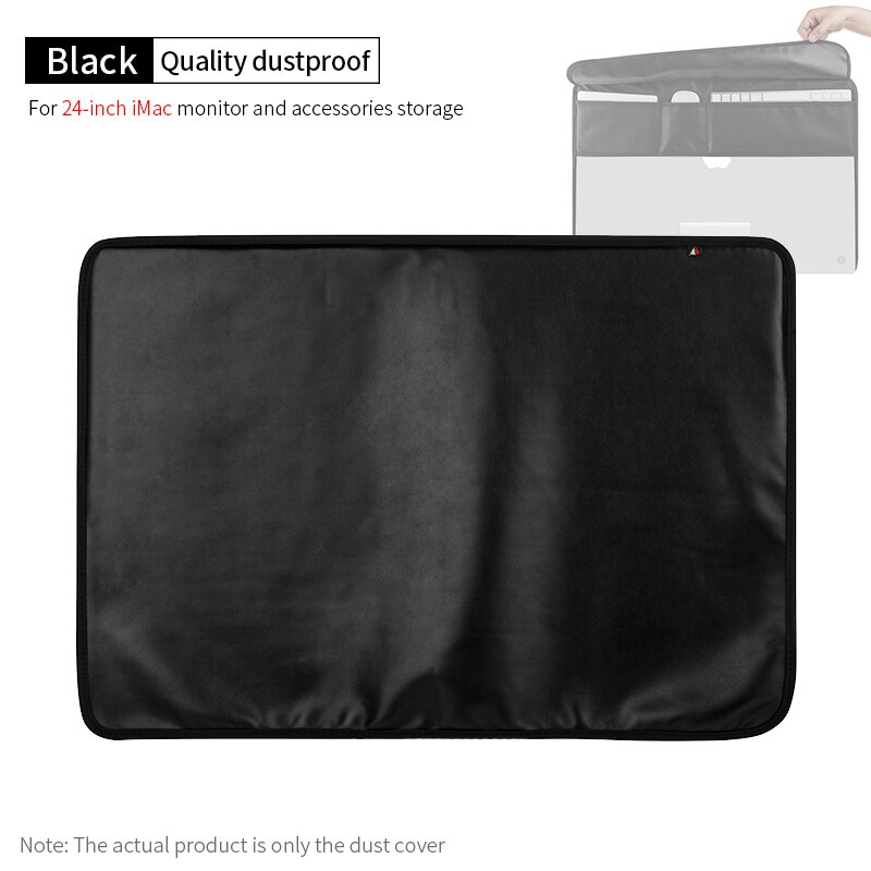 PU Leather Monitor Dust Cover for Apple iMac 24-inch Computer Protective Sleeve 24'' all-in-one PC Storage Organize: Black