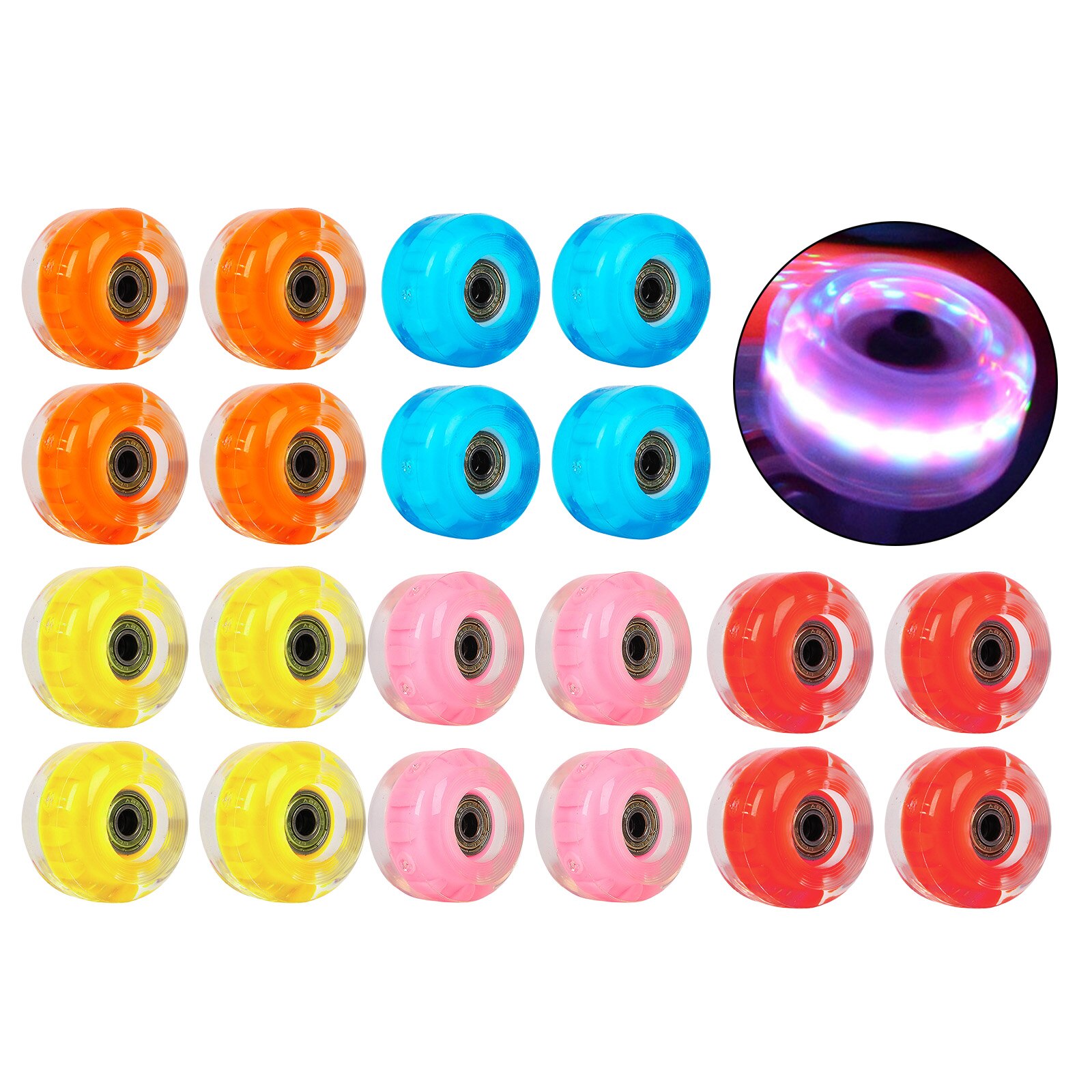 4pcs Light Up Flash Skateboard Longboard Wheels 82A with Bearing Core Glow at Night Skate Board Accessories