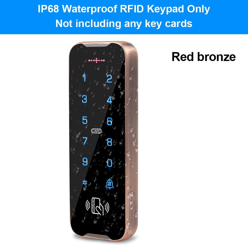 Outdoor Waterproof Access Control Keypad RFID Keyboard System 125KHz Card Reader Metal Touch Controller Wiegand26/34 Doorbell: Red Keypad ONLY