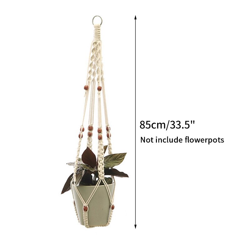 Maceta de algodón hecha a mano, Cestas colgantes de macramé, soporte de macetas de flores tejidas para colgar en la pared: S10