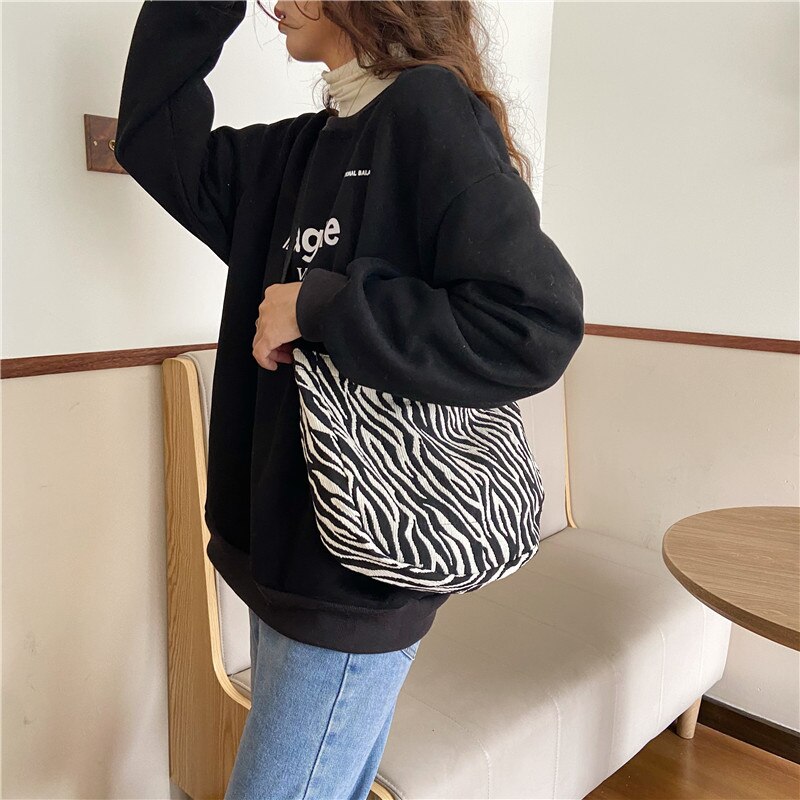 Vrouwen Crossbody Tas Zebra Patroon Schouder Handtas Grote Sling Zakken Vrouwelijke Mode Enkele Schouder Handtassen Zwart Wit Tote
