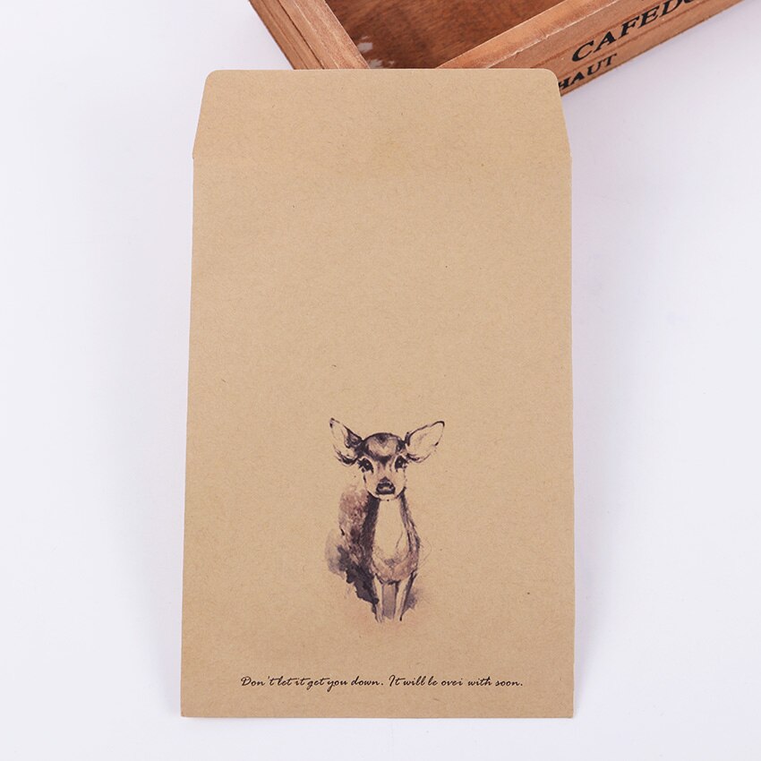 10 PCS DIY Deer Envelope Cute Retro Kraft Paper Envelopes Card Office Stationery Supplier 4 Style Available: 1