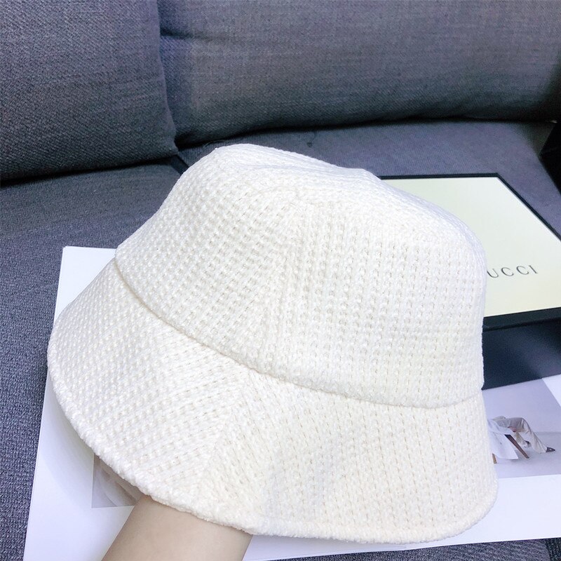 Sombreros de cubo de estilo japonés para mujer, sombrero de cubo informal Vintage, visera coreana, accesorios de ropa de calle: Blanco
