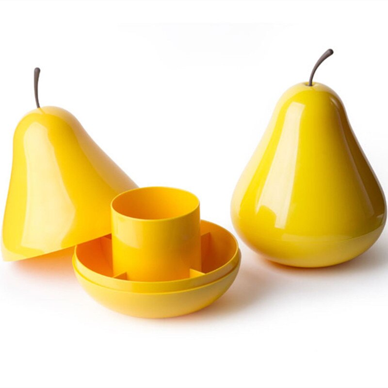 Plastic Cute Pear Storage Box Fruit Pen Holder Pencil Container Case Brush Pot Box Sundry Organizers Desktop Office Stationery