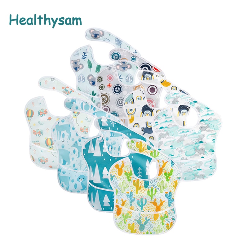 2 Stks/partij Verstelbare Slabbers Tpu Waterdichte Lunch Feeding Slabbetjes Baby Cartoon Voeden Doek Kinderen Baby Bandana Slabbetjes