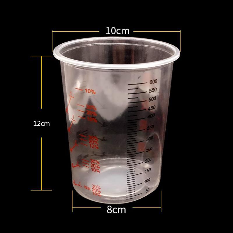 10 stk blandingsbeger av plastmaling 600ml blandingspotte malingblanding kalibrert koppesett  g6dd