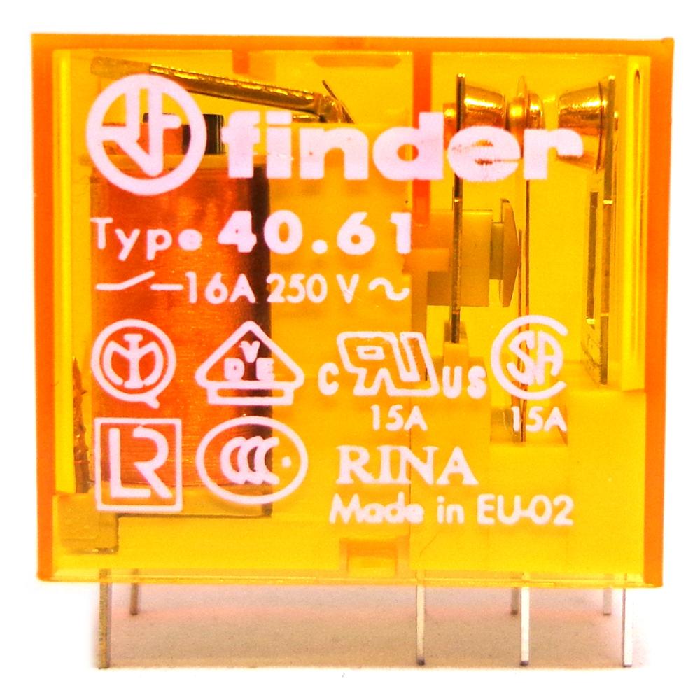 Finder relæ 40.52 / 40.61 / 40.31 12v 24v 230v 110v 48v ac  dc 8a 16a og original: 40.61 230 vak