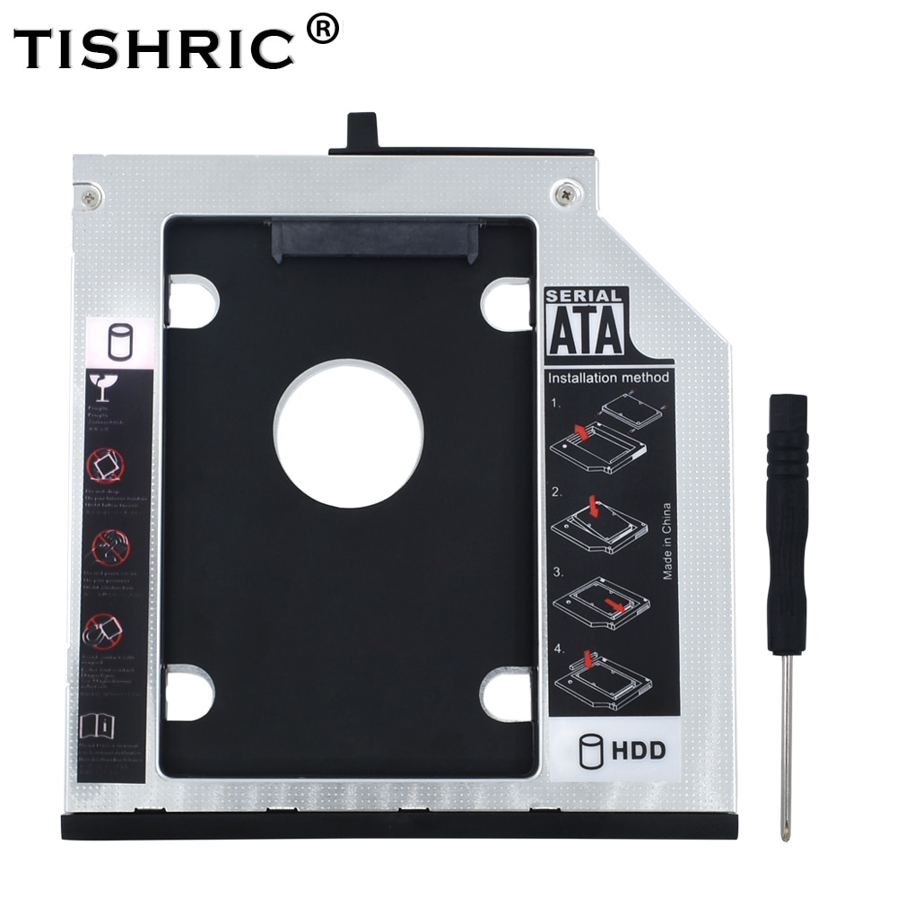 TISHRIC Aluminium HDD caddy 9.5mm SATA 3.0 2.5 "SSD Case Behuizing Optibay Lenovo ThinkPad T400s T400 T410 T410s T420s