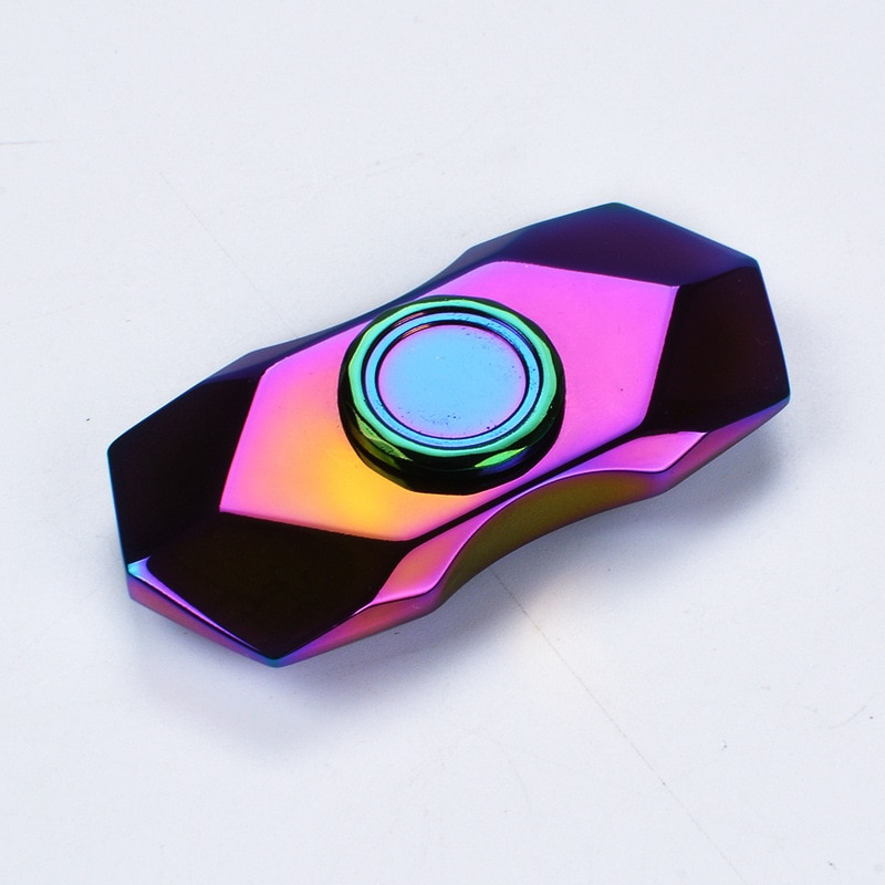 Regnbue farverig diamant rhombus sektion zink fidget spinner hånd spinner for fokus reducere autisme adhd stress legetøj med æske