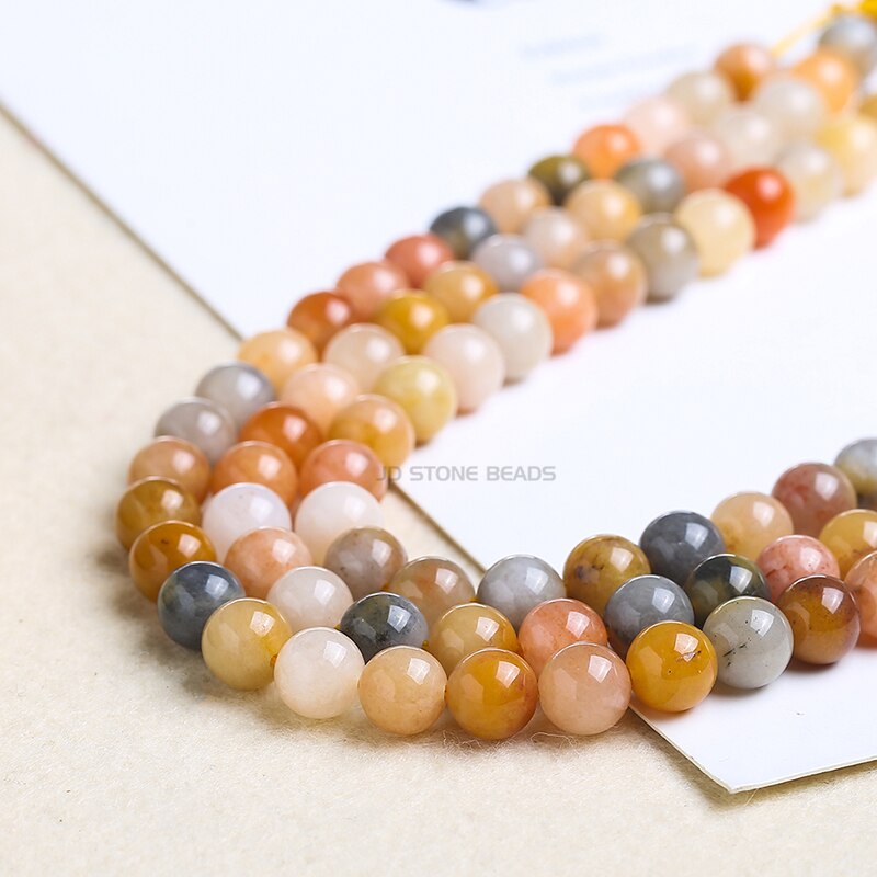 Natural Stone Gold Jades Beads Round Loose Spacer Beads For Jewelry Making 4/6/8/10mm DIY Handmade Bracelets