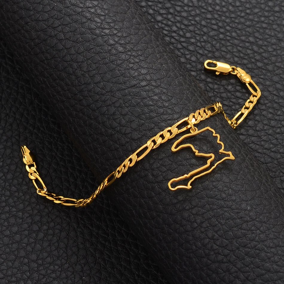 Anniyo charme haiti kort armbånd armbånd mænd kvinder pige ayiti kort smykker haiti tilbehør link chain armbånd  #104521