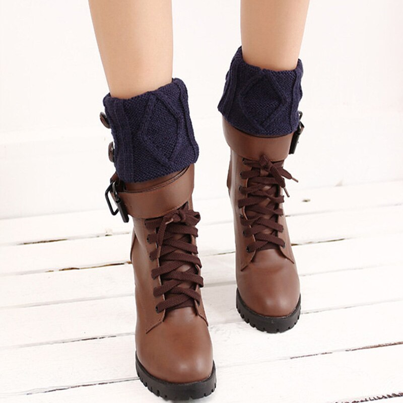 Calentadores de punto para botas, para otoño e invierno, tejidos, elásticos, con botones, para mujer