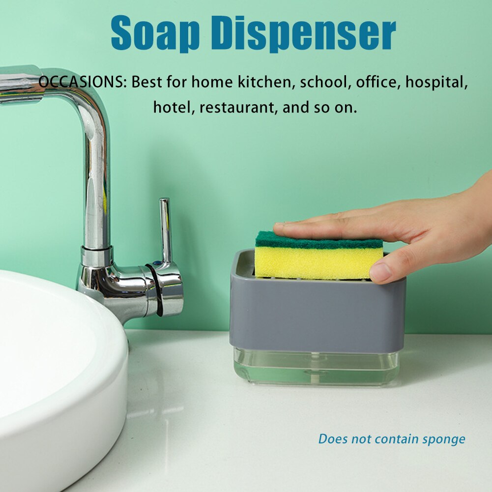 2 In 1 Tidy Practical Kitchen Sink Dish Washing Storage Liquid Countertop Hand Pump Organizer Sponge Holder Soap Dispenser