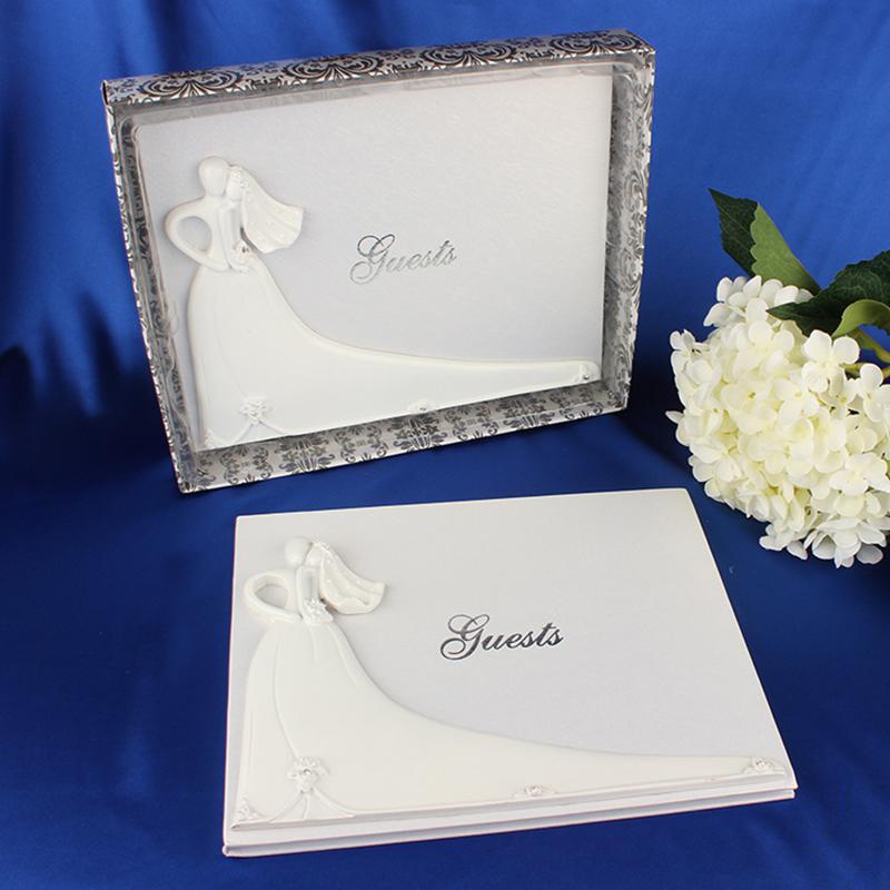 MeterMall Romantic Bride Groom White Wedding Signature Guest Books Engagement Anniversary Guestbook Album Party Decor Supplies