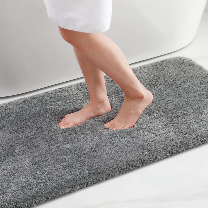 Olanly-alfombra de baño de lujo, alfombra de ducha absorbente, alfombra gruesa antideslizante para suelo de cocina, decoración suave y esponjosa para sala de estar, alfombra de felpa: 400mm x 400mm / Blanco