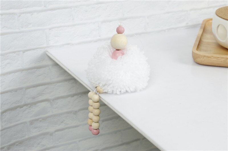 Nordisk ballet pige pynt danser hængende dekoration træperler pige værelse indretning børnehave baby telt ornament fotografering rekvisitter: Hvid