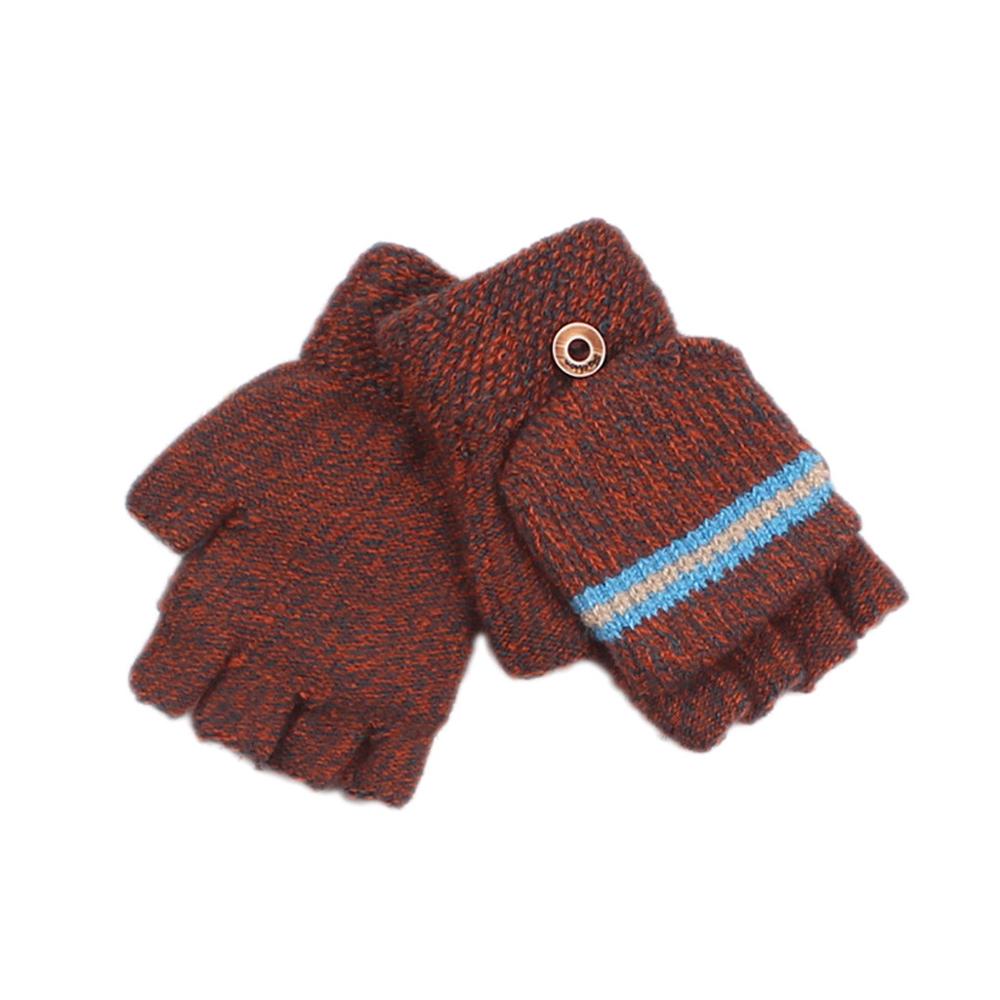 Children's Gloves Autumn Winter Big Half Finger Knit Gloves AB-yarn Boy Outdoor Unisex Simple Cute Gloves: D