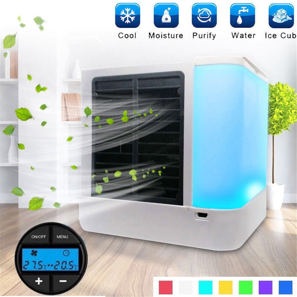 7 Light USB Mini Portable Air Conditioner Air Cooler Fan Desktop Space Cooler Personal Space Air Cooling Fan For Room Home