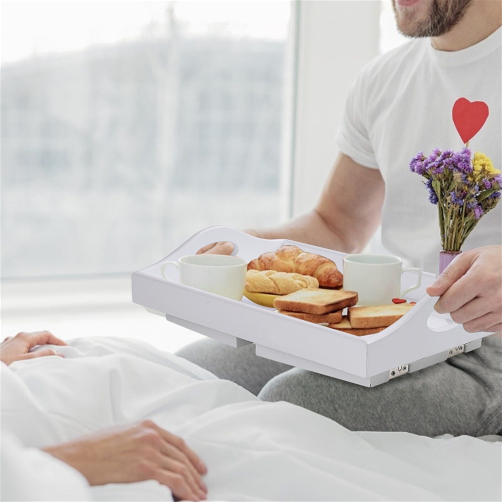 Tray Table with Foldable Legs Multi-purpose Breakfast Serving Tray Bed Table Snack Laptop Desk