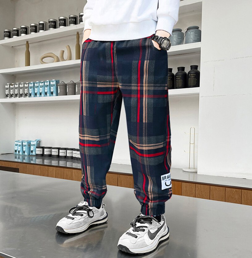 Bambini ragazzi pantaloni della tuta Fashion Lattice Design bambini Sport pantaloni Casual per ragazza adolescente 6 8 10 12 14 anni pantaloni