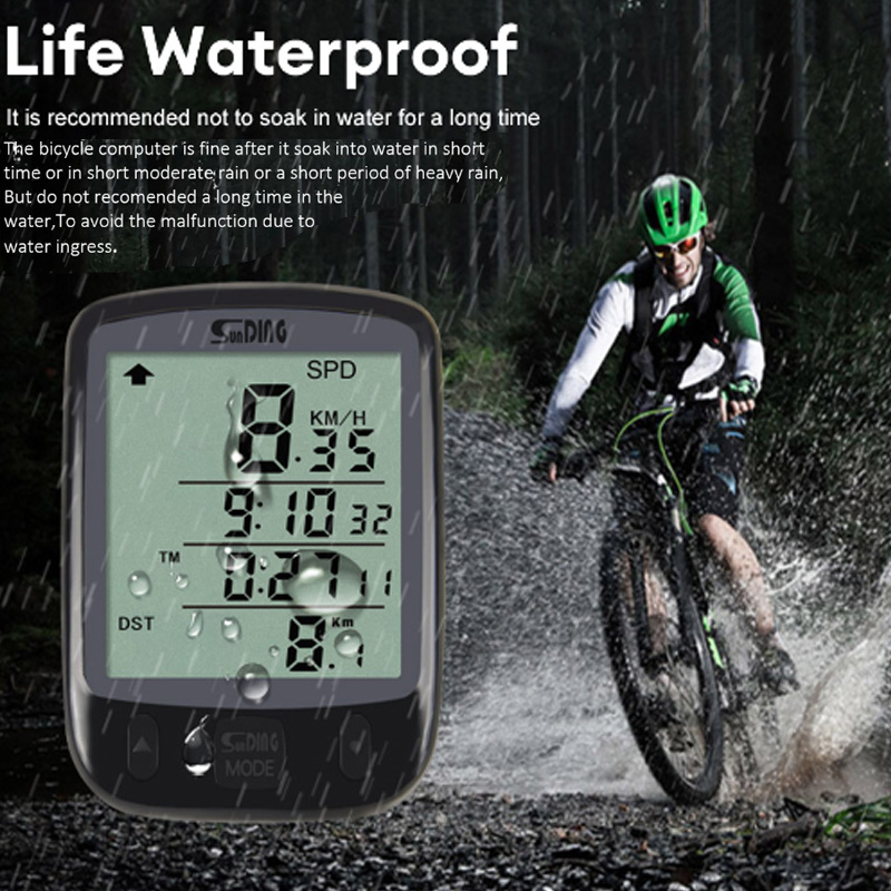 Velocímetro de bicicleta com fio odômetro led taxa digital relógio luminoso medição velocidade odômetro à prova chuva computador da bicicleta