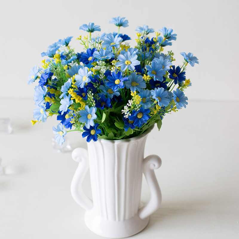 Artificial Flower Bouquet, Preserved Silk Daisy, for Indoor and Outdoor Decoration, Home and Office, 28 Heads, 1 pc