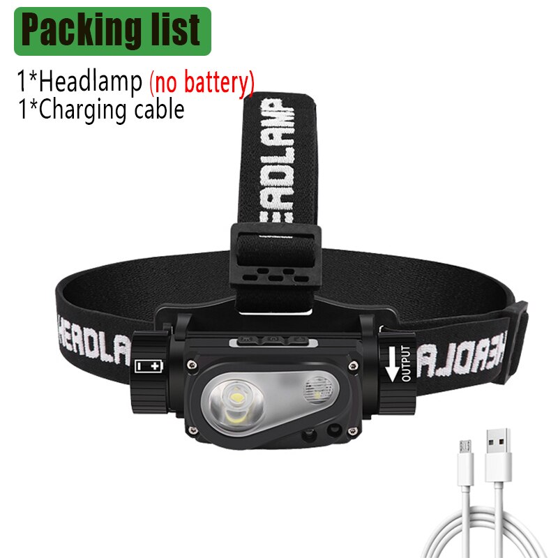 XHP50 LED Scheinwerfer Sensor Scheinwerfer Taschenlampe 18650 USB Aufladbare draussen Kopf Lampe Taschenlampe 10 Beleuchtung Modi Arbeit Licht: package A