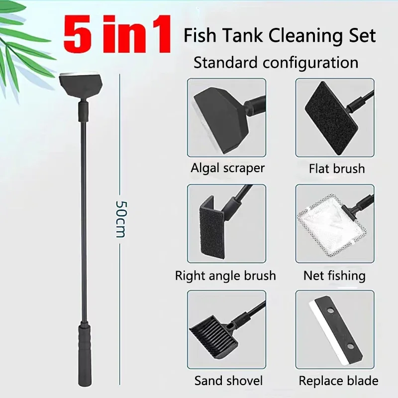 Aquarium Algen Tank Cleaner Set Aquariums Reinigingsgereedschap Kit Aquarium Cleaner Aquarium Netto Schraper Spons Accessoires: Black