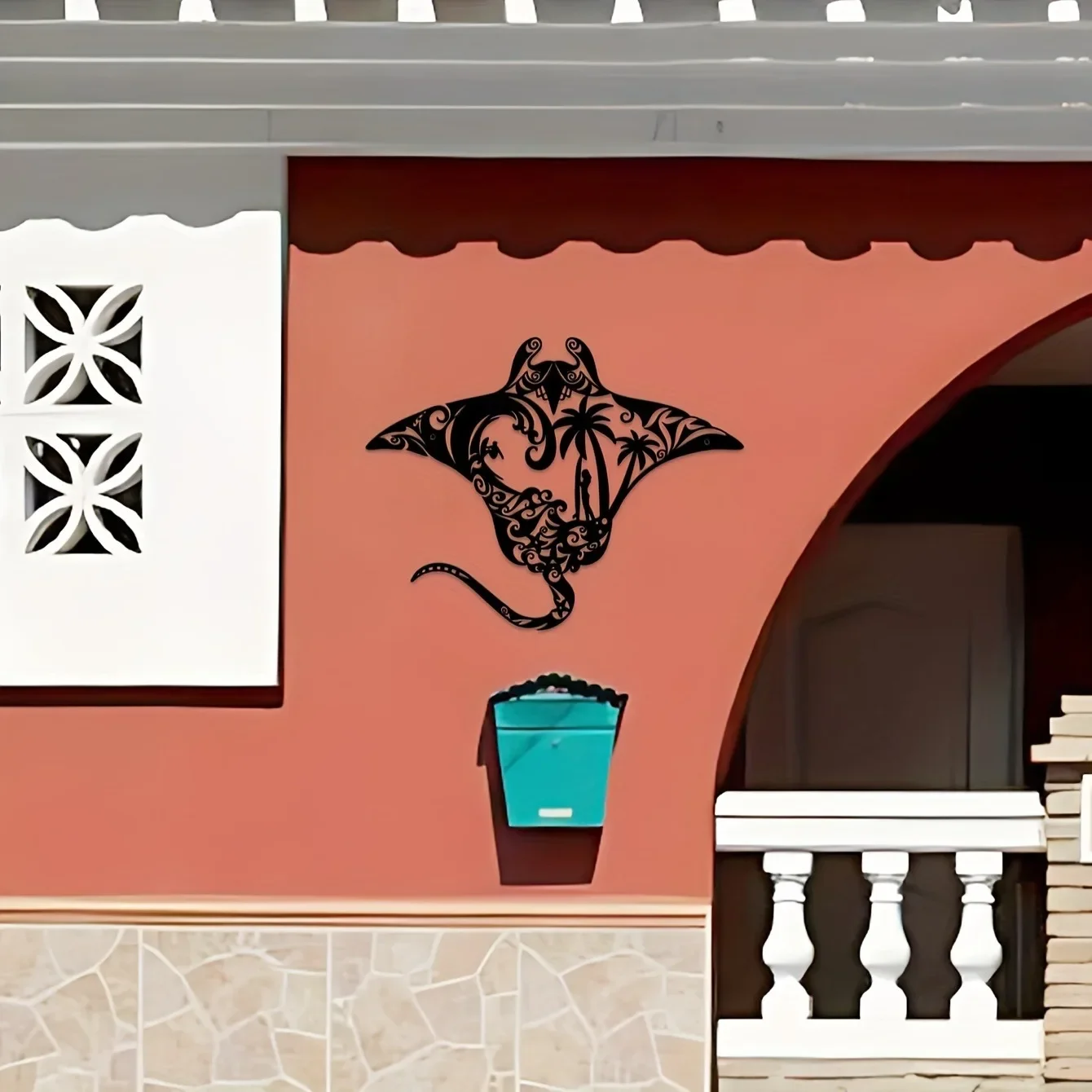 Coastal Charm Metal Manta Ray Wall Art - Beach-The... – Grandado