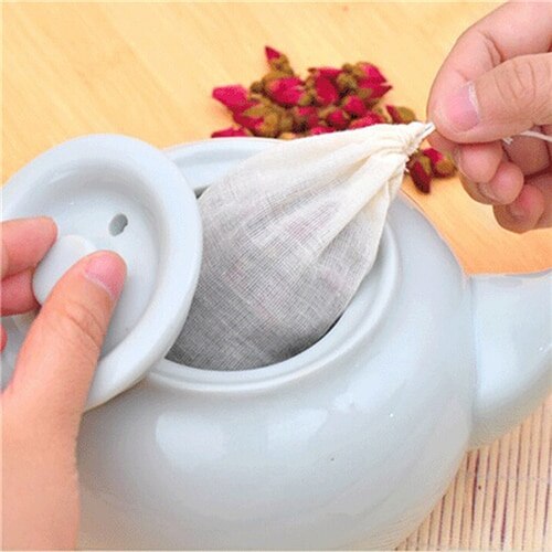 Bolsas de algodón para colar té, muselina Medicinal, con cordón, Hash, Burbuja, filtro para hierbas, 10 Uds.