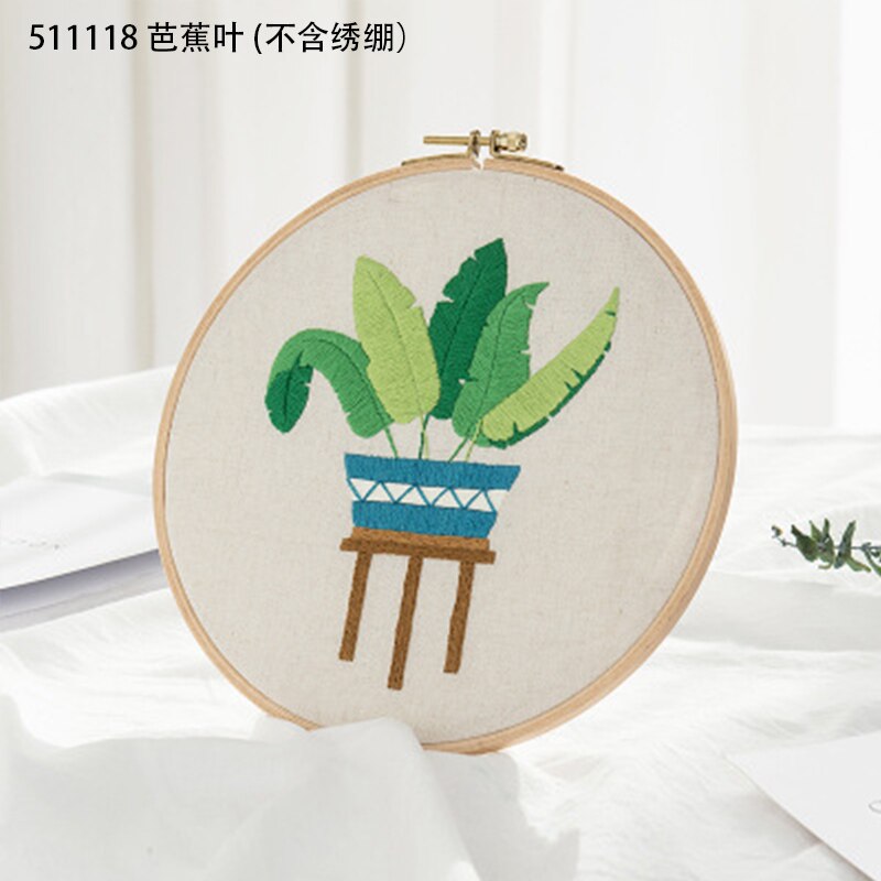Kit de costura con patrones de plantas, Material de bordado artesanal, marco de bordado de aro, Kits de punto de cruz, pintura colgante hecha a mano, suministros de costura: 511118