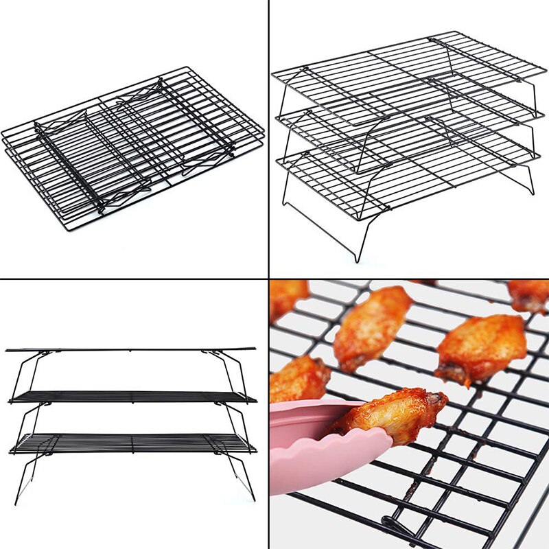 3 lag stablet trådgitter kølebakke kage madriste ovn køkken bagning pizza brød grill cookie kiks holder hylde zxh
