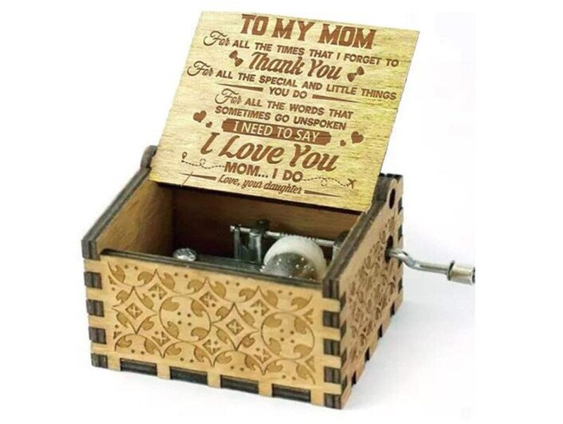 Gegraveerde muziekdoos - jij bent mijn zonneschijn, voor mama van dochter - ik hou van je mama: Default Title
