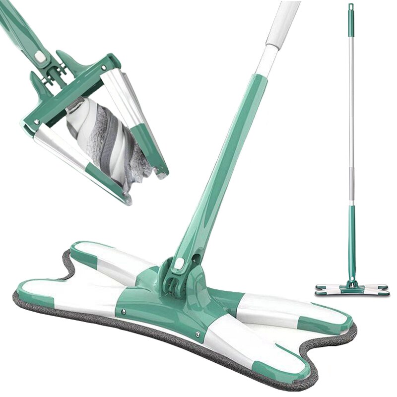 Vadrouille plate à presser de Type X, serpillière à essorer pour sol, sans mains, 360 avec 3 tampons en microfibre, outil de nettoyage ménager et humide pour la cuisine